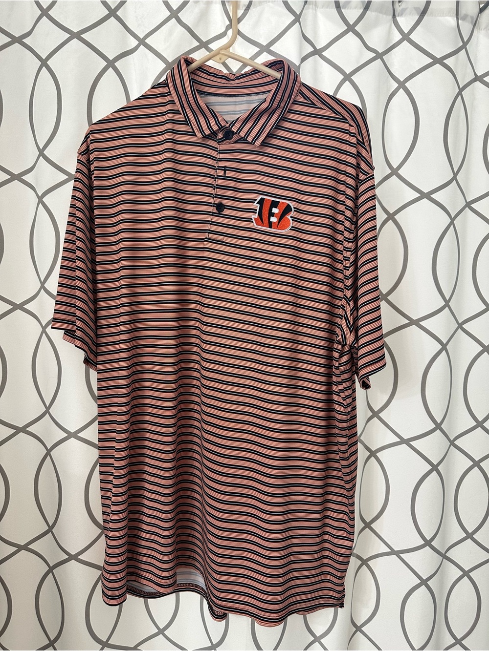 Men's Striped Polo Shirt - Pink/Black